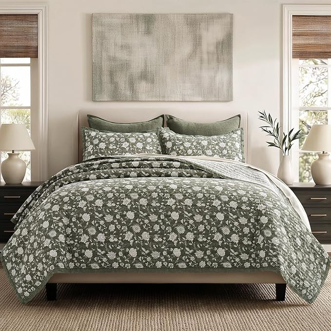 EverGrace Cotton Quilt Set King Size, 100% Cotton Reversible Lightweight Bedspread Coverlet, Vint... | Amazon (US)