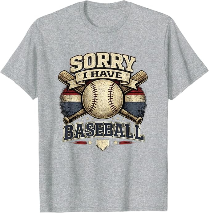 Sorry I Have Baseball Vintage Retro Graphic T-Shirt | Amazon (US)