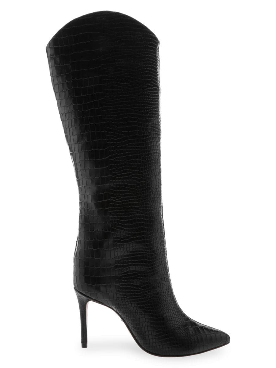 Maryana Knee-High Croc-Embossed Leather Boots | Saks Fifth Avenue