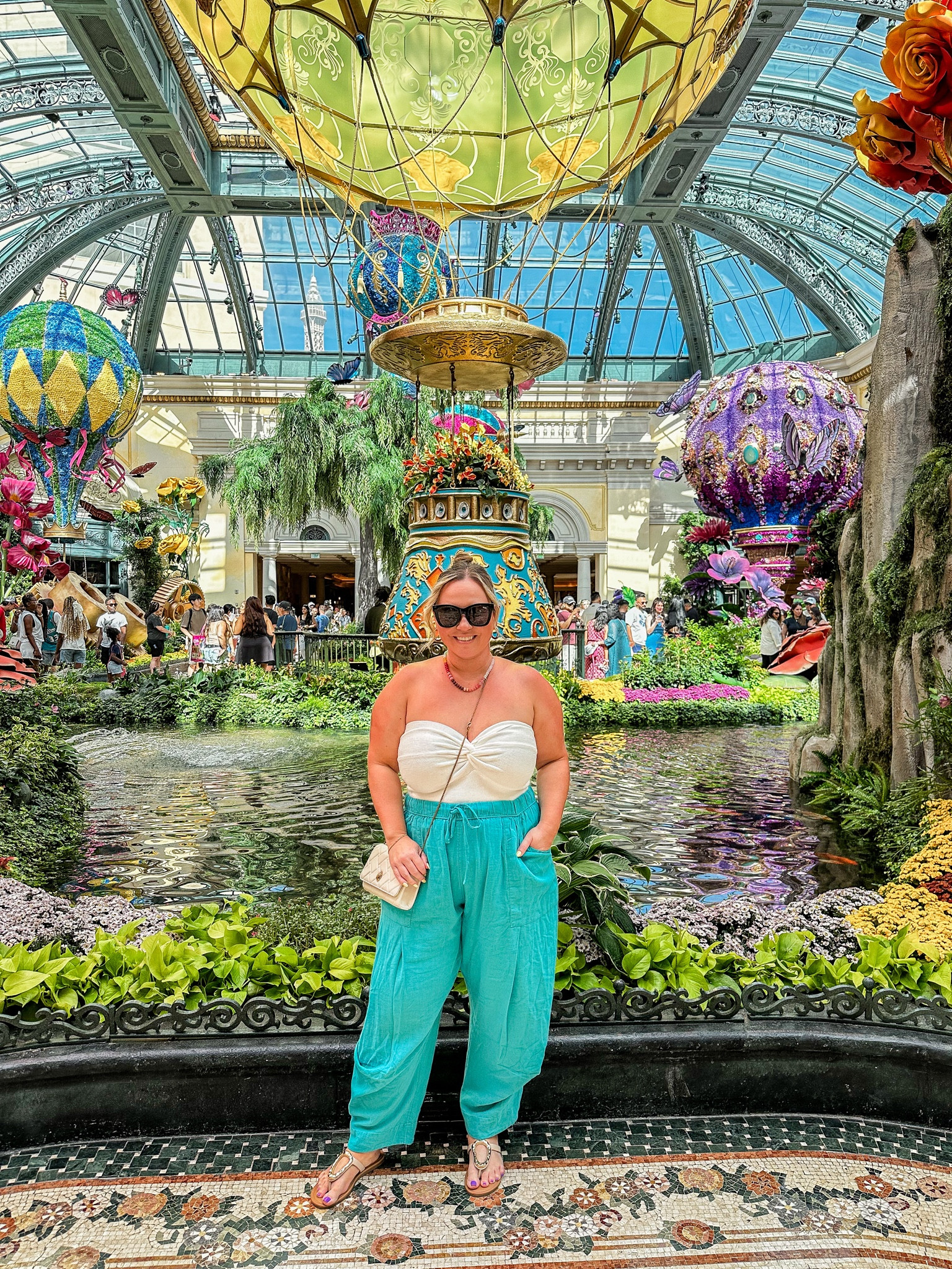 Midsize travel outfit 
Free People pants size medium (size down) 
Tube top size large 
Sandals run tts 

Travel outfit, resort wear, casual outfit, summer outfit, Free People, Amazon fashion, boho style, midsize mom 

#LTKMidsize #LTKTravel #LTKOver40