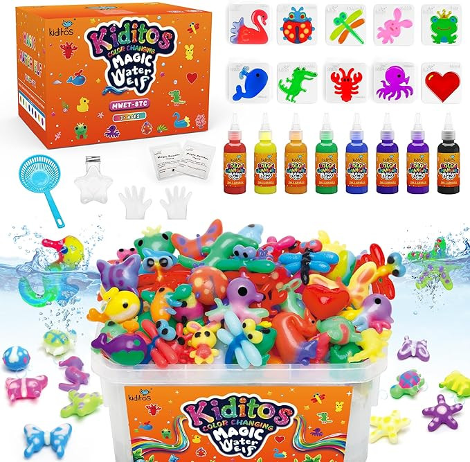 Kiditos Color Changing Magic Water Elf Toy Kit-Squishies for Kids, 8 Gels & 10 Molds, Magic Gel W... | Amazon (US)