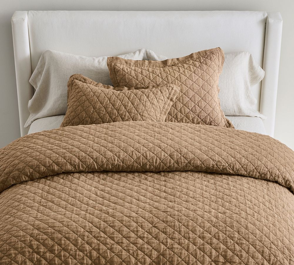 Belgian Flax Linen Diamond Quilt | Pottery Barn (US)