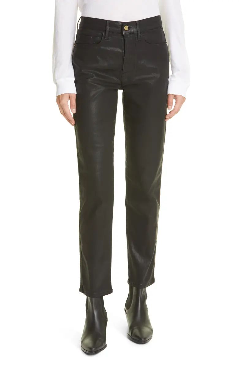 FRAME Le Sylvie Coated High Waist Straight Leg Jeans | Nordstrom | Nordstrom