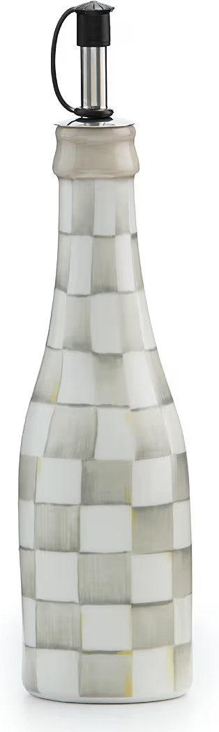 MACKENZIE-CHILDS Farmhouse Oil Cruet, Ceramic Oil-Dispenser Bottle, Gray-and-White Sterling Check | Amazon (US)