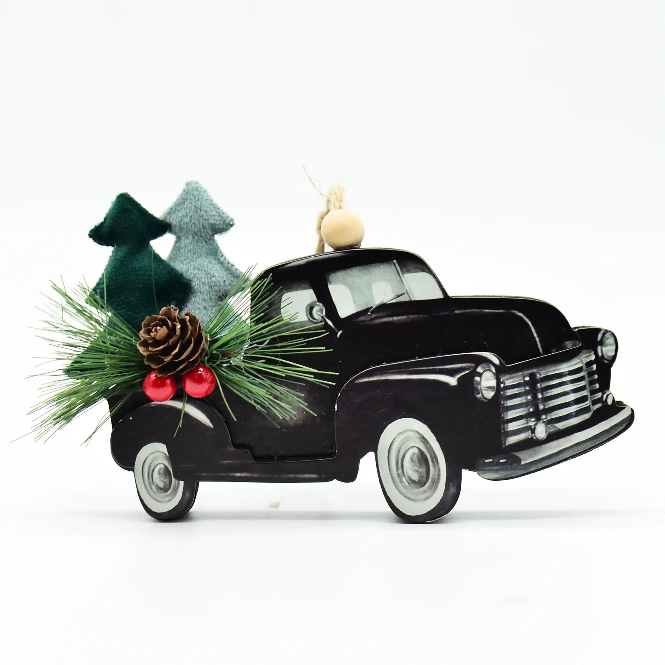 Holiday Time Black Truck Retro Themed Decorative Unlit Christmas Tree Hanging Ornament, 3.5"H | Walmart (US)