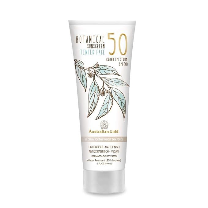 Australian Gold Botanical Sunscreen Tinted Face BB Cream SPF 50, 3 Ounce | Fair-Light | Broad Spe... | Amazon (US)
