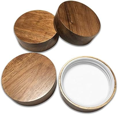 Wooden Mason Jar Lids - 4 Mason Jar Lids Regular Mouth (Acacia Wood) - Custom Molded Screw Top Ma... | Amazon (US)