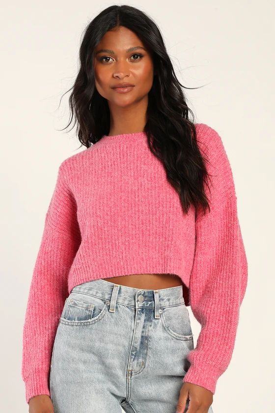 Cuddled Up Cutie Pink Cropped Dolman Sleeve Sweater | Lulus (US)