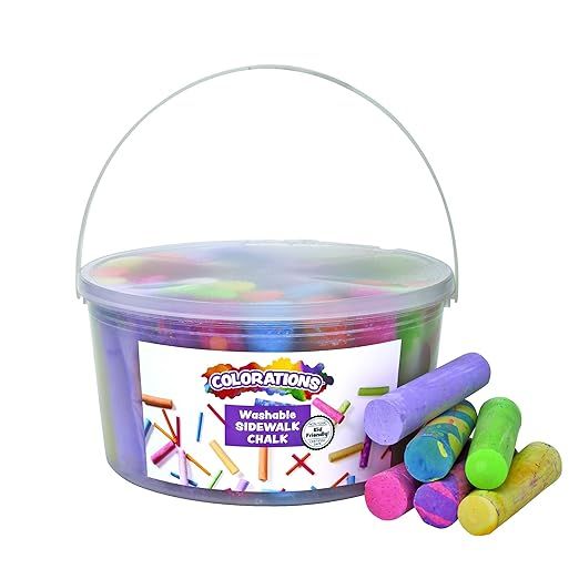 Colorations Sidewalk Chalk for Kids – 50pc 4” x 1” Washable, Bright Colored Chalk Set – F... | Amazon (US)