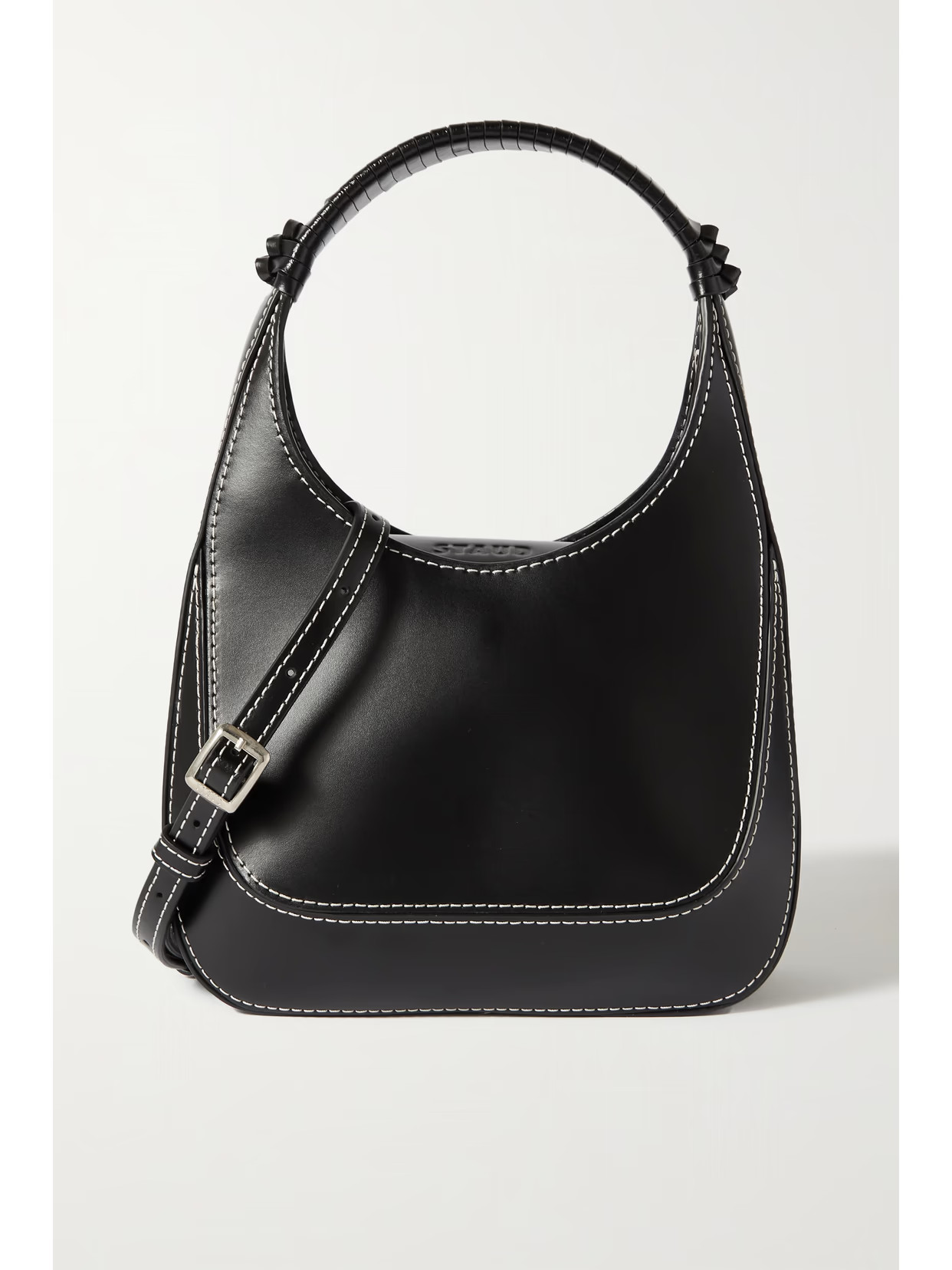 STAUD - Mick Paneled Leather Shoulder Bag - Black | NET-A-PORTER (US)