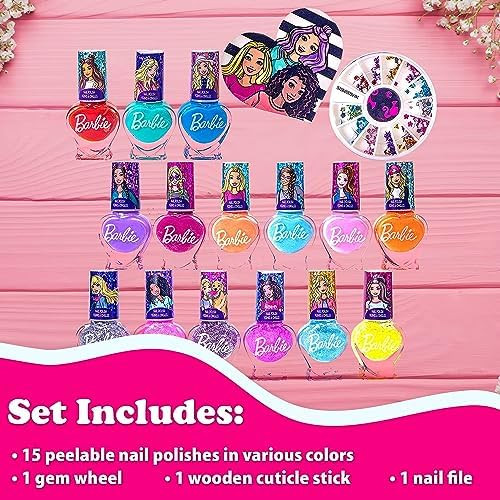 Barbie - Townley Girl Non-Toxic Peel-Off Quick Dry Nail Polish Activity Makeup Set for Girls, Ages 3+ includes 15 PK Nail Polish with Nail Gems Wheel and Nail File for Parties, Sleepovers and Makeovers | Amazon (CA)