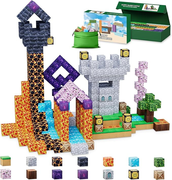 Magnetic Blocks-120 PCS 1 inch Build Happy Castle Magnetic Tiles,Magnet Building Cube Game for Ki... | Amazon (US)