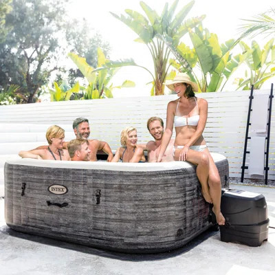 Intex 6 - Person 170 - Jet Square Inflatable Hot Tub in Gray | Wayfair North America