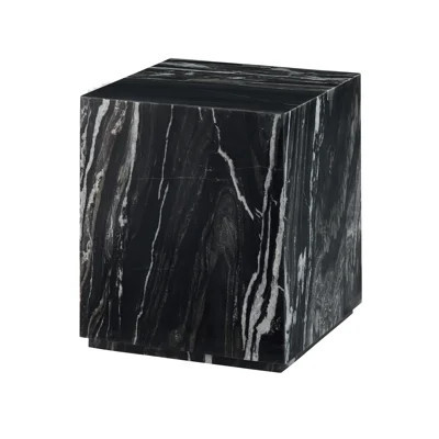 18" Black Marble Square Accent End Table | Wayfair North America