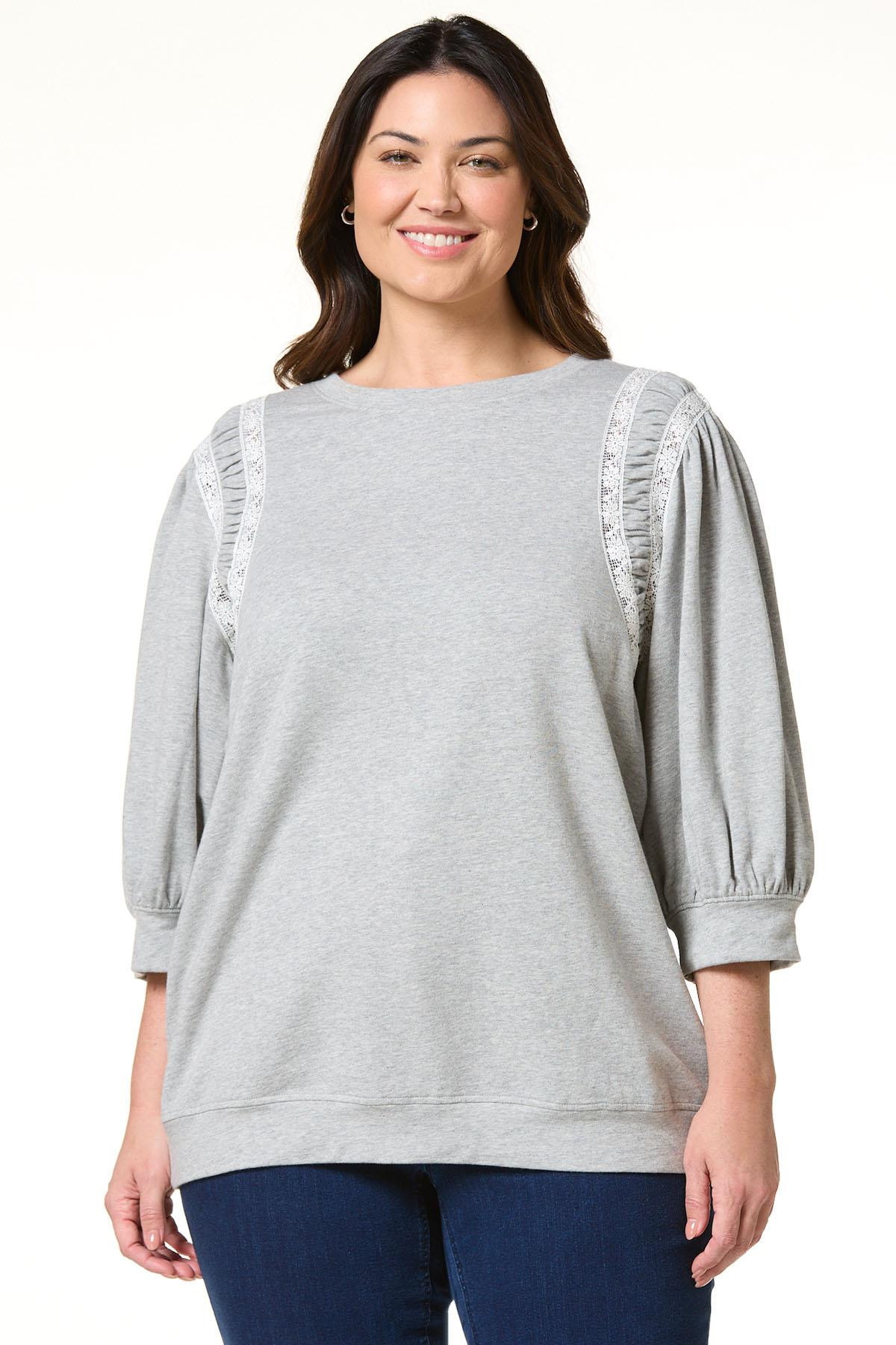Plus Size Lace Trim Sweatshirt | Cato Fashions