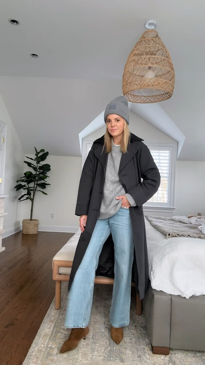 Levi’s low loose jeans on sale for under $80! My exact wash is older, but linked their similar wash. 
-Fit tts and not super low. I’m 5’5 wearing a 26x30
-exact sweater is old Jcrew, linked similar
-small tee, tts  
-XS trench, runs oversized, also linked similar
-booties tts, also linked similar style I own

#LTKSaleAlert
