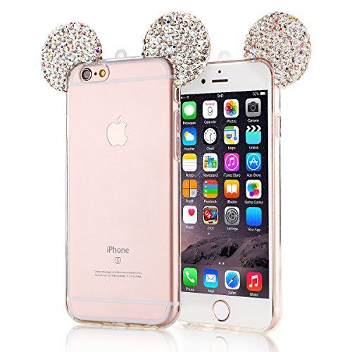 iPhone 7 Case, iPhone 7 Clear Case,Lovely Animal 3D Glitter Bling Mouse Ears with Sparkly Diamond So | Amazon (US)