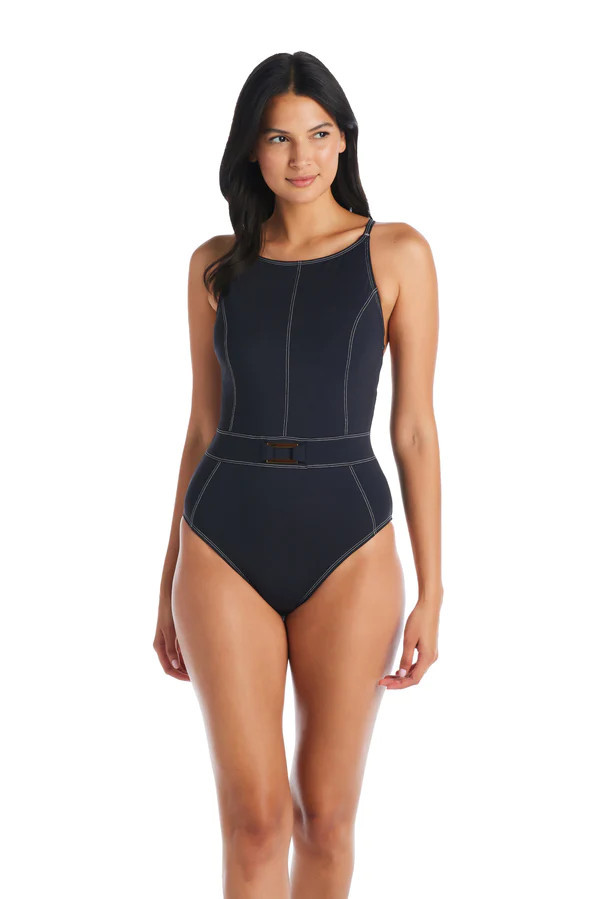 A Fine Line High Neck One Piece Swimsuit | Bleu Rod Beattie