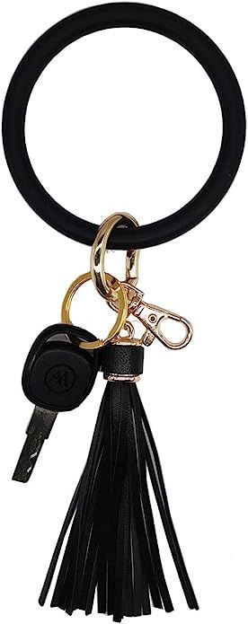 AnnabelZ Keychain Bracelet Wristlet Bangle Silicone Key Holder Round Keyring Tassel Key Ring Chai... | Amazon (US)
