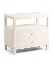 26in Two Drawer Raffia Side Table | Marshalls