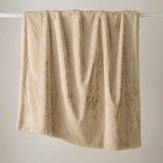 Faux Fur Plush Throw , 60x80 , Sand | West Elm (US)