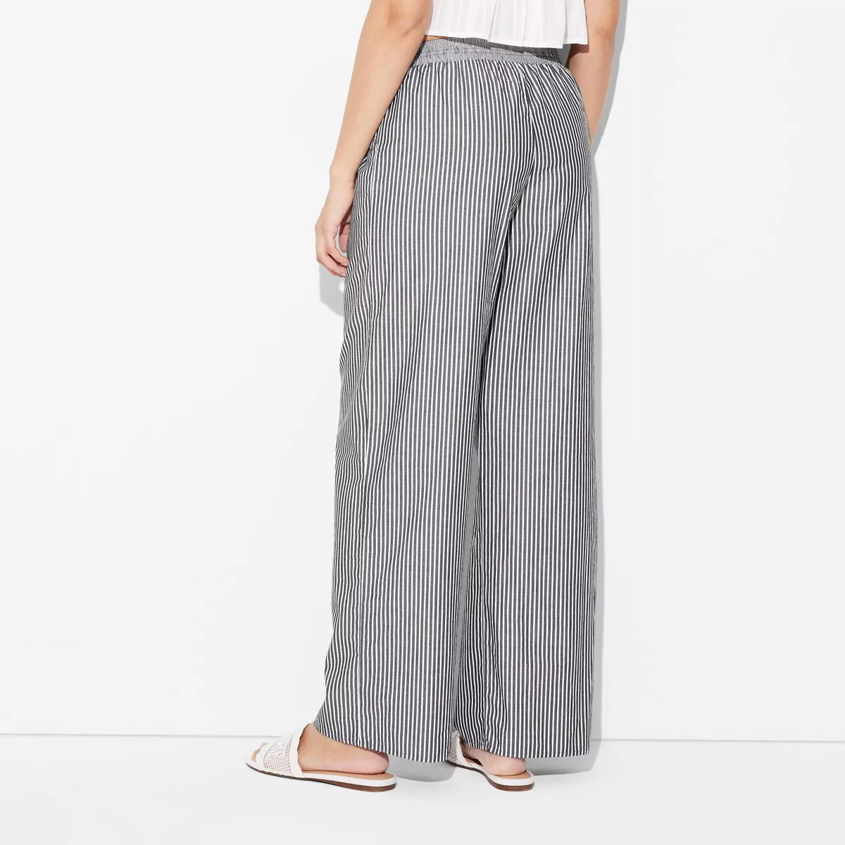 Women's Boxer Pants - Wild Fable™ Gray Striped S: Cotton Poplin, Relaxed Fit, Elastic Waistband | Target