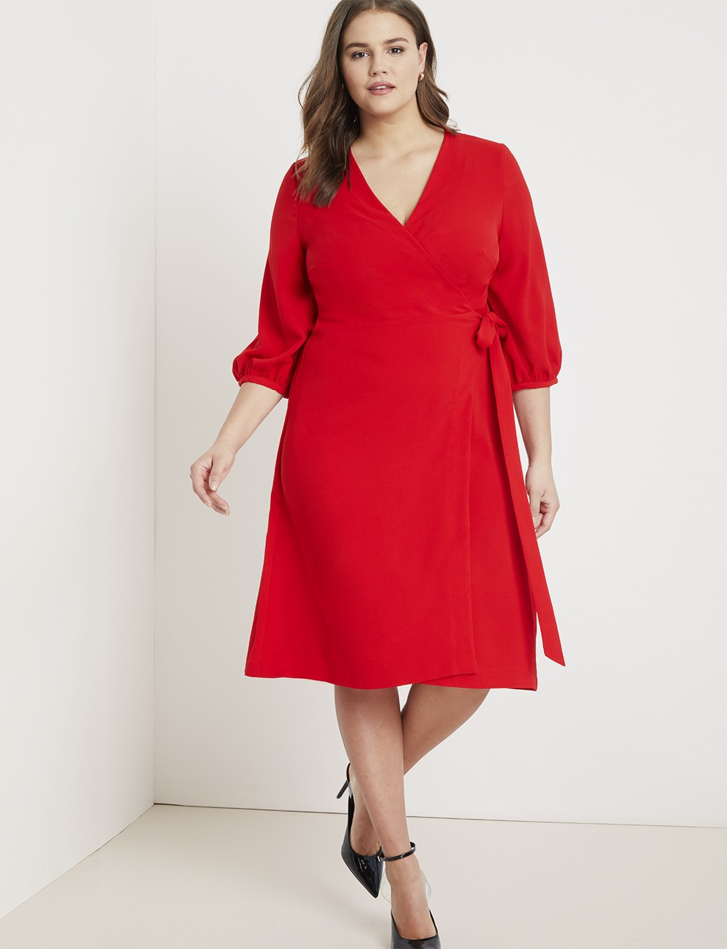 Premier 3/4 Sleeve Wrap Dress | Eloquii