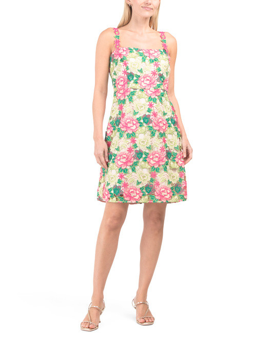 Floral Embroidery A-line Mini Dress | TJ Maxx