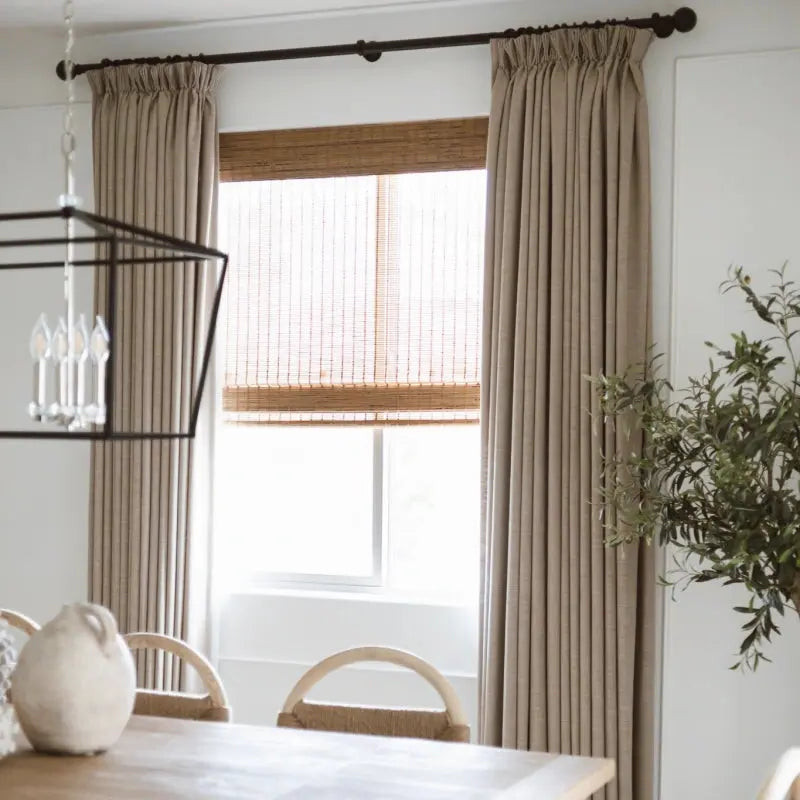 TWOPAGES Liz Linen Drape Pinch Pleated Curtain - Grey Beige 1908-6 | TWOPAGES