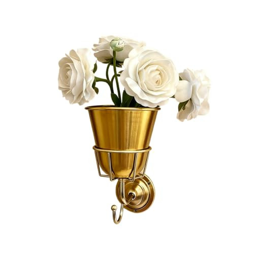 Hanging Vase with Vintage Brass Finish, Decorative Organizer with Hook for Keys Flowers and Small Items, Rustic Storage Rack for Kitchen Bathroom Entryway Bedroom | Amazon (US)
