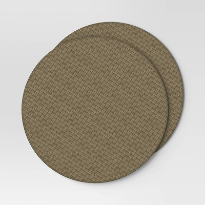 2pk Textured Faux Leather Charger Olive - Threshold™ | Target
