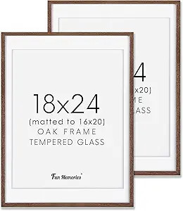 Fun Memories 18x24 Poster Frame, Solid Oak Wood 18 by 24 Picture Frame Set of 2, 18x24 Wood Frame... | Amazon (US)