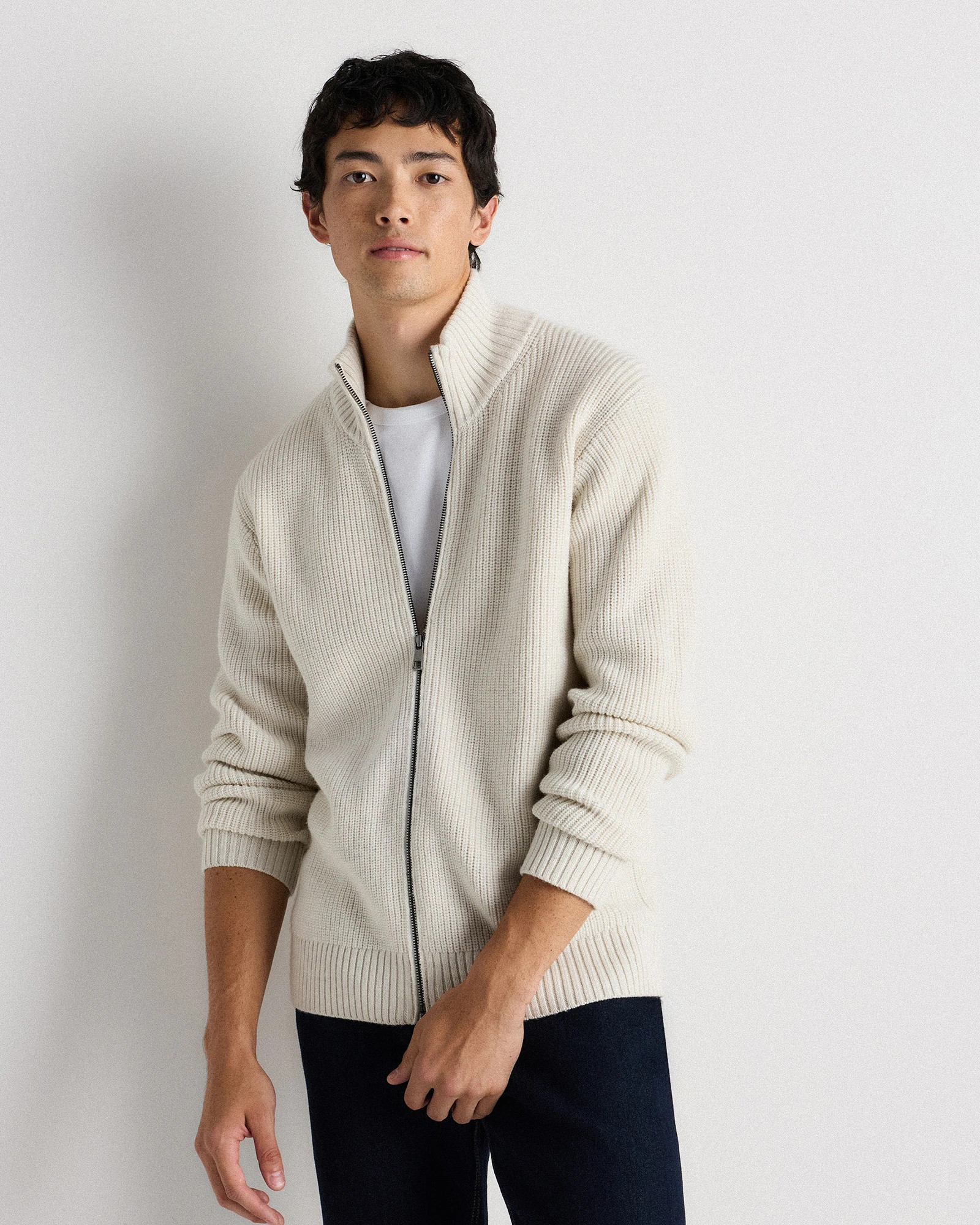 Quince | Men's Australian Merino Wool Full Zip Sweater in Malted Toffee, Size XXL | Quince