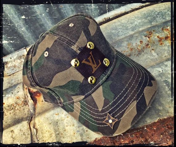 LV Louis Vuitton Inspired Camo Cap with Gold Studs | Etsy (US)