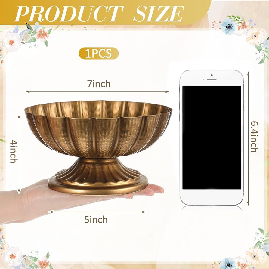 1 Pc Metal Compote Bowl for Centerpiece Flower Holder Small Compote Vase Indoor Outdoor Flowers F... | Amazon (US)