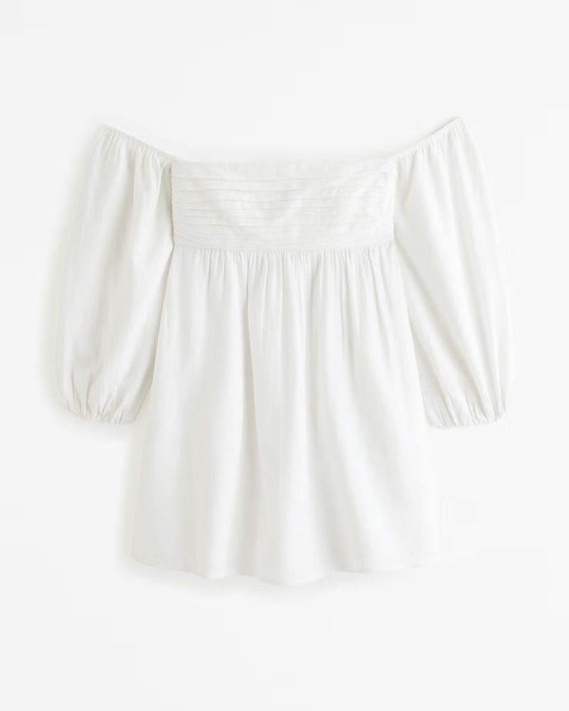 Women's Emerson Linen-Blend Off-The-Shoulder Mini Dress | Women's New Arrivals | Abercrombie.com | Abercrombie & Fitch (US)