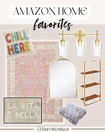 AMAZON HOME FAVES

colorful home favorites from amazon, preppy amazon finds, pink rug, apartment decor, anthropologie mirror dupe, amazon mirror, amazon wall art, amazon barefoot dreams dupe, sale alert, chill here pillow, colorful pillows, colorful room decor, gold lighting, gold lights, amazon lighting, bathroom lighting, vanity lighting, colorful rugs

#LTKhome #LTKsalealert #LTKFind