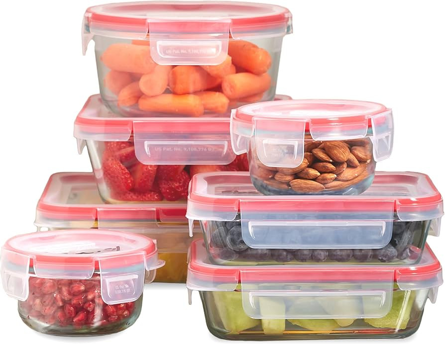 Pyrex Glass Food Storage Containers Freshlock 14pc Mixed Set, 7 Pack | Amazon (US)