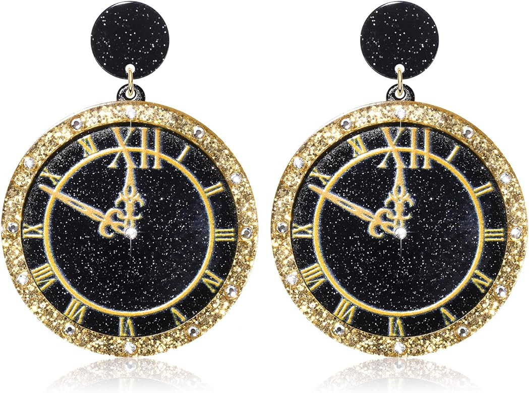 New Year Earrings Statement Acrylic 2023 Drop Earrings New Year Christmas Festive Holiday Dangle ... | Amazon (US)