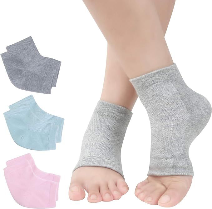 Vented Moisturizing Gel Heel Socks, 3 Pairs Toeless Spa Sock for Foot Care Treatment, Cracked Hee... | Amazon (US)