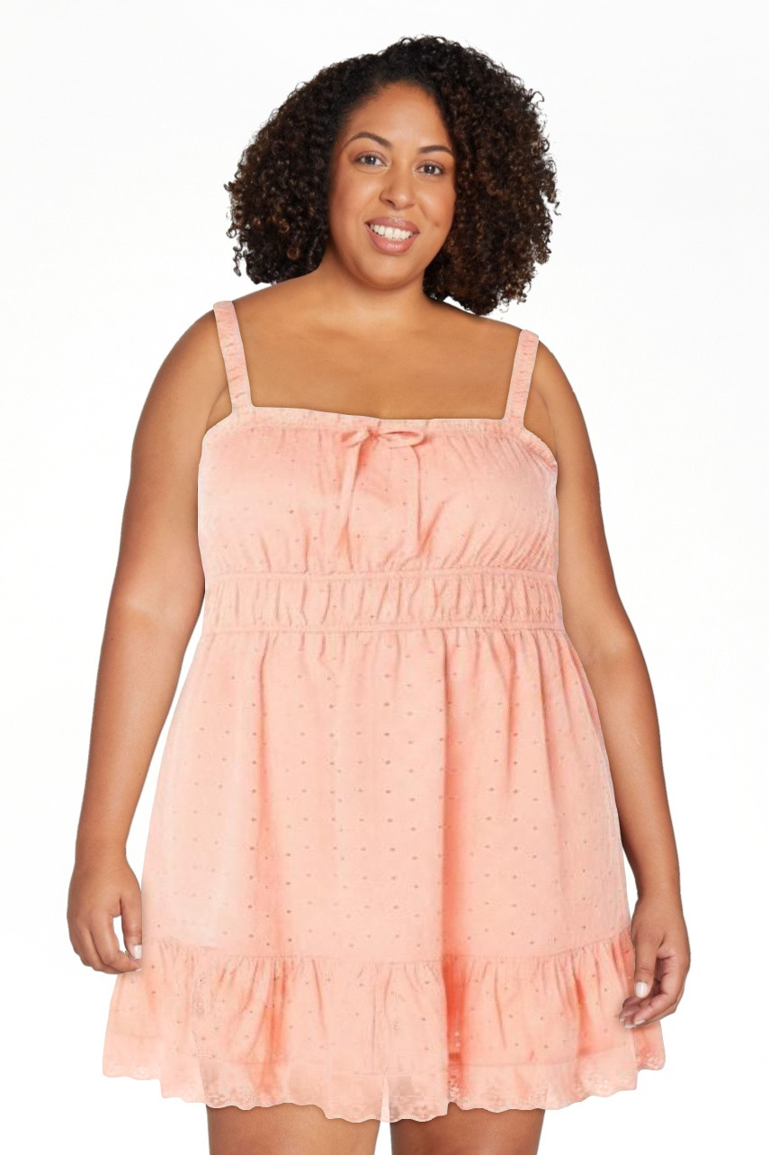 Celebrity Pink Women's Spaghettit Strap Eyelet Babydoll Dress, Sizes XS-XXXL | Walmart (US)
