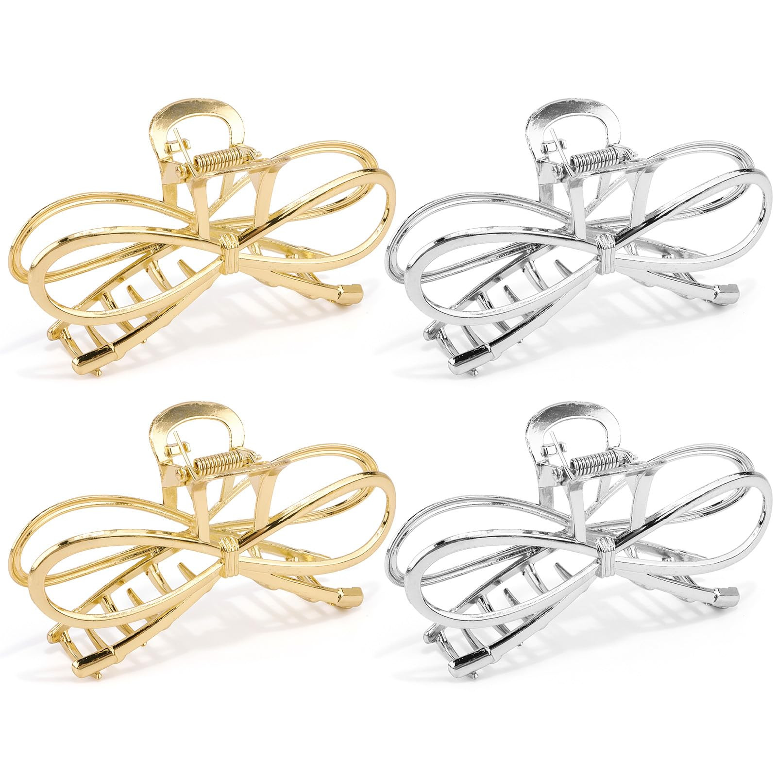 Metal Bow Claw Hair Clips for Thin/Thick Hair - Cute Bow-Shaped Hair Claw Clips with Bows for Wom... | Amazon (US)