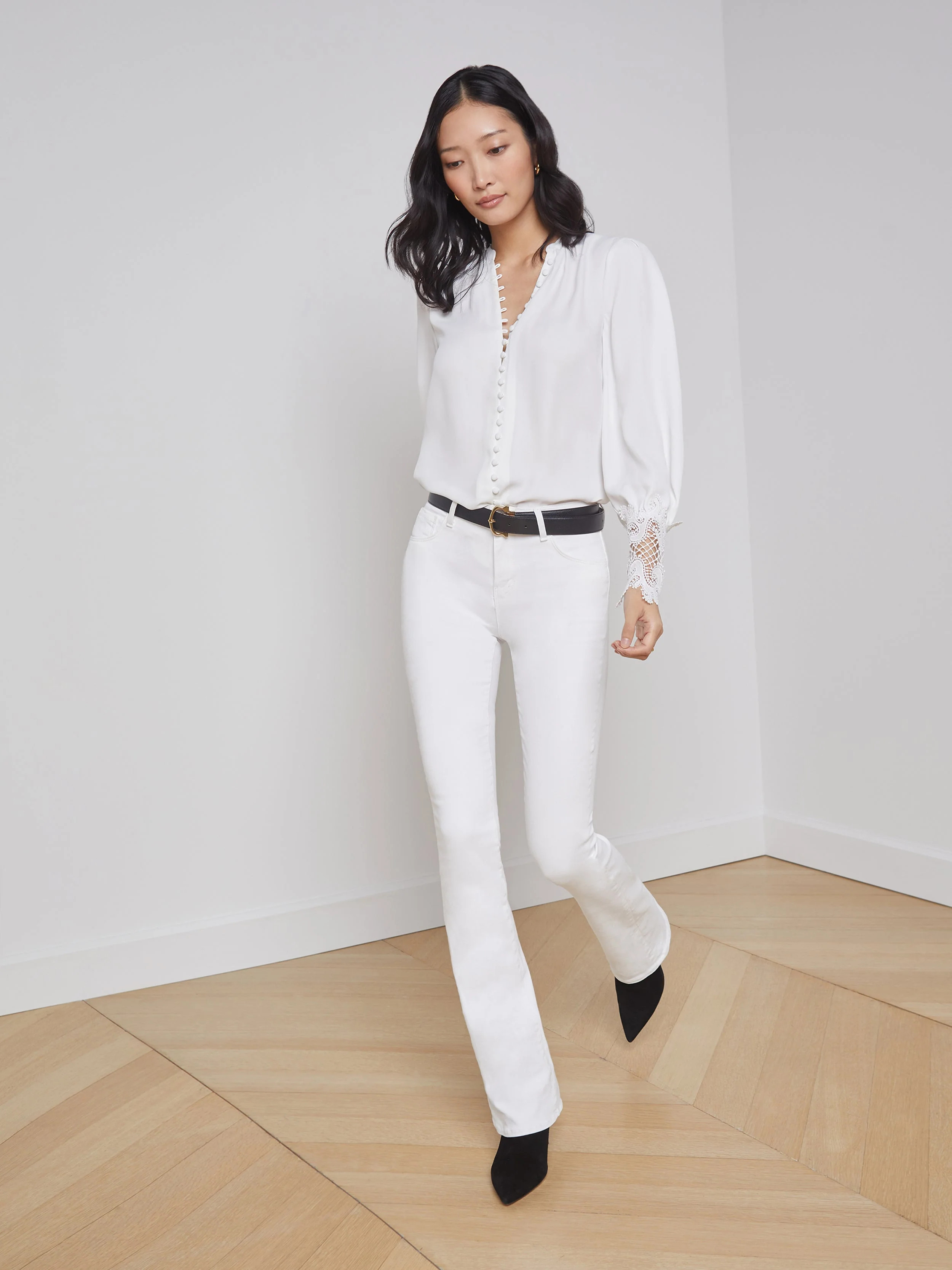 L'AGENCE Selma High-Rise Bootcut Jean In Blanc | L'Agence