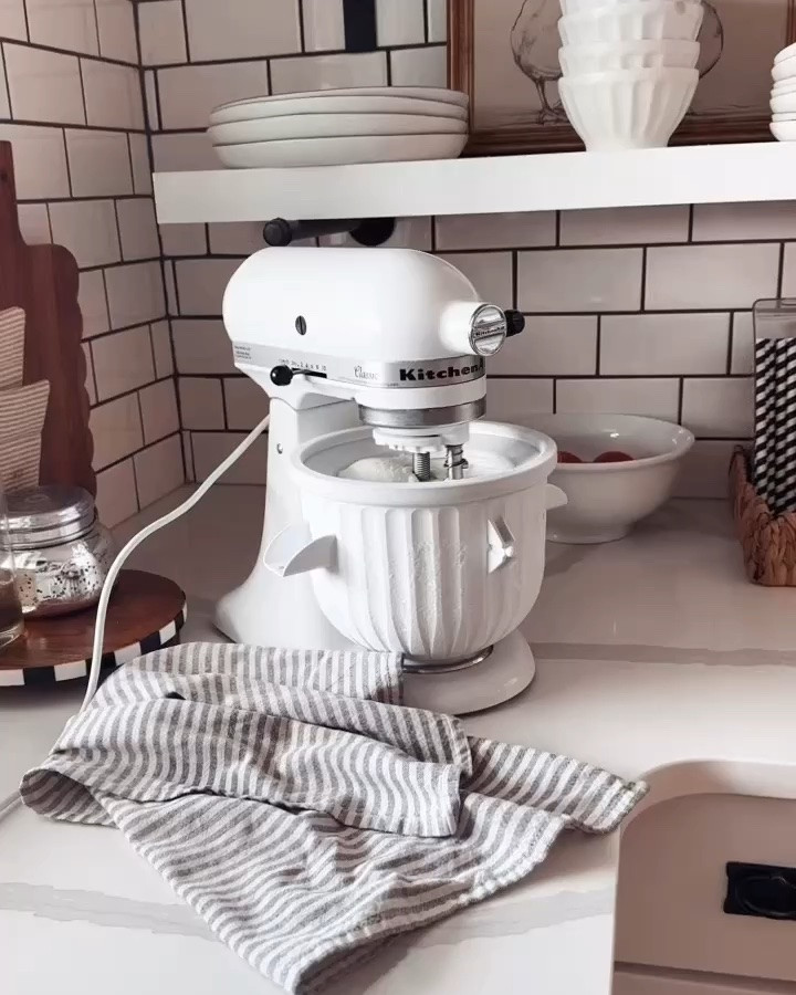 Ready to make homemade ice cream with your kitchenaid mixer??? This attachment is so nice and the ice cream is delicious! I’ll link the mix we used here & the recipe!!
Freeze ice cream mixer bowl 
Mix 1 quart whole milk 
8 oz vanilla mixture 
Mix on stir mode for 15 min !!!
Enjoy 😋

#LTKdayinmylife #LTKHome