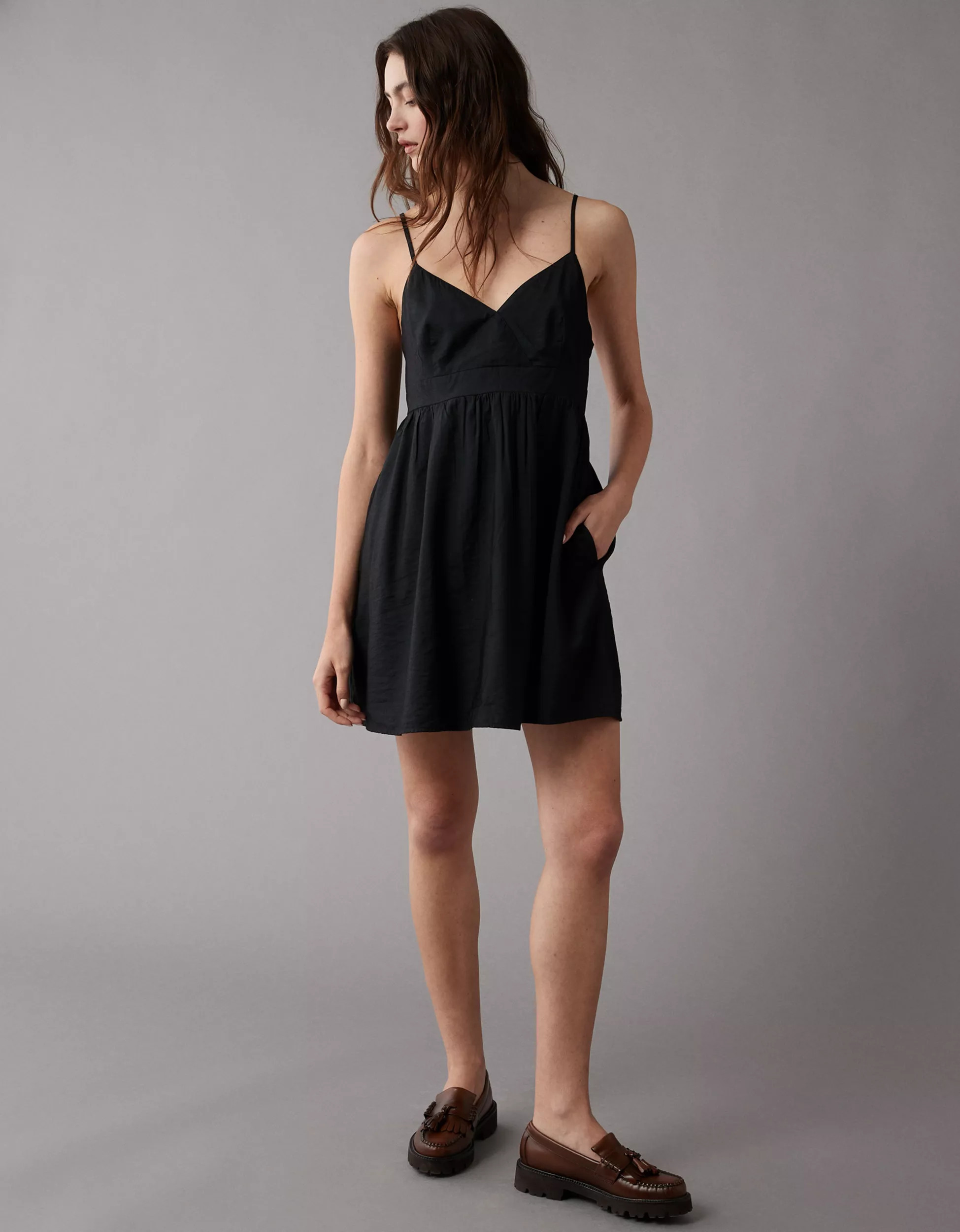 AE V-Neck Surplice Babydoll Dress | American Eagle Outfitters (US & CA)