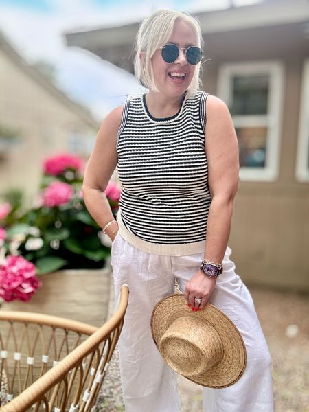 I absolutely love these Walmart outfits for spring and summer. 

White linen pants run true to size 
Paired it with this striped sweater tank top and it’s so comfortable. 


#LTKmidsize #LTKSeasonal #LTKover40