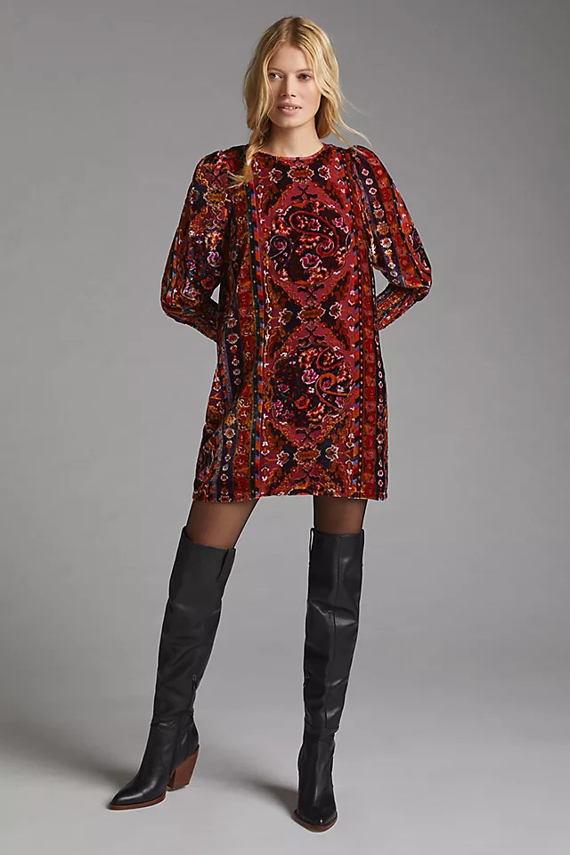 Velvet Shift Mini Dress | Anthropologie (US)