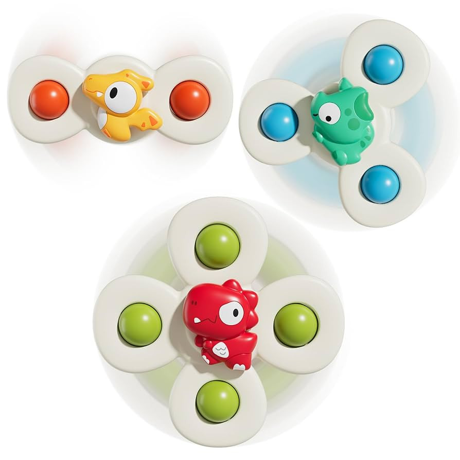 ALASOU 3PCS Suction Cup Spinner Toys for 1 Year Old Boy Girl|Spinning Top Baby Toys 12 18 Months|... | Amazon (US)