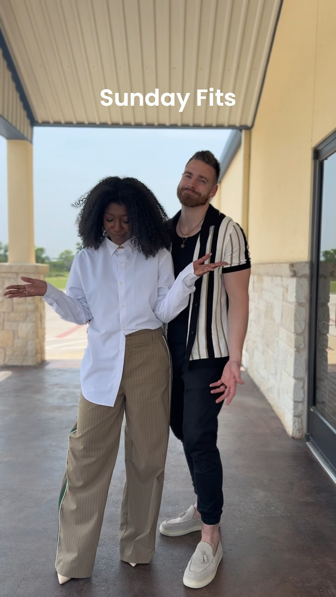 Sunday Fits 
Women’s Medium pants and shirt 
Pants Medium
Men’s Shirt Medium 

#LTKWorkwear #LTKFindsUnder50 #LTKMidsize