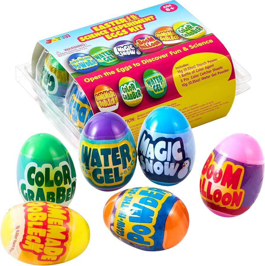 JOYIN 6pcs Prefilled Easter Eggs with Toys, Plastic Eggs with Science Experiment, Basket Stuffers... | Amazon (US)